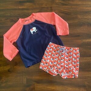 Janie and Jack Rash Guard and Swim Trunk Elephant Set